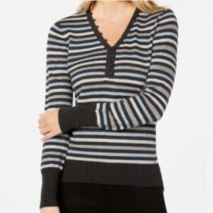 NWT Tommy Hilfiger Metallic Henley Top Gray Sz MED